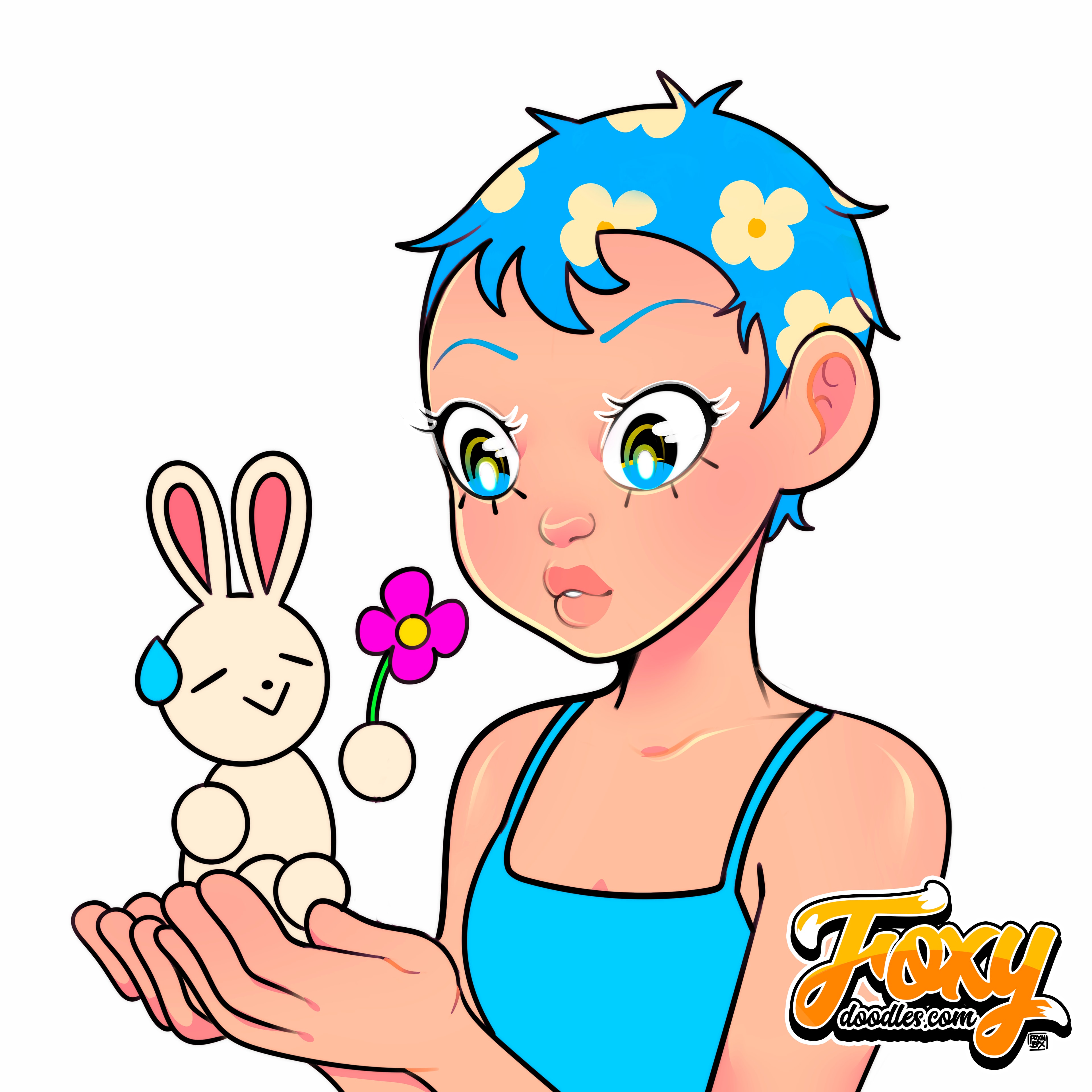 Blue Hair & Bunny